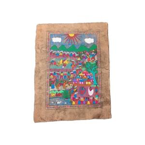 Mexican Art 15 1/2" X‎ 12" Amate Bark Painting Hand painted Folk art Festival